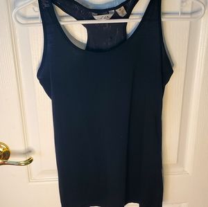 Derek heart black crochet detail tank top size S